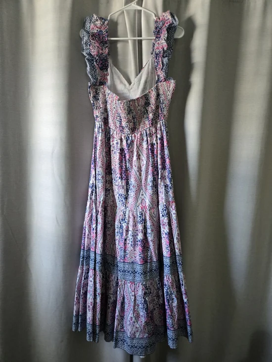 Caroline Constas Pink and Blue Floral Tiered Maxi Dress - Picture 2 of 3